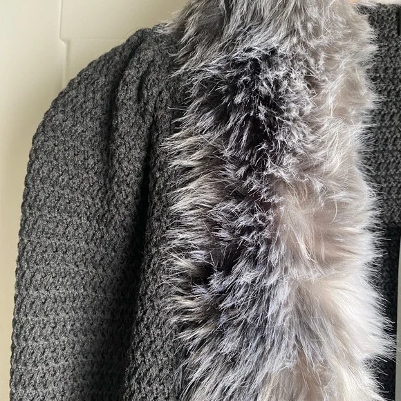 New! St. John faux fur coat/cardigan. Size 12.